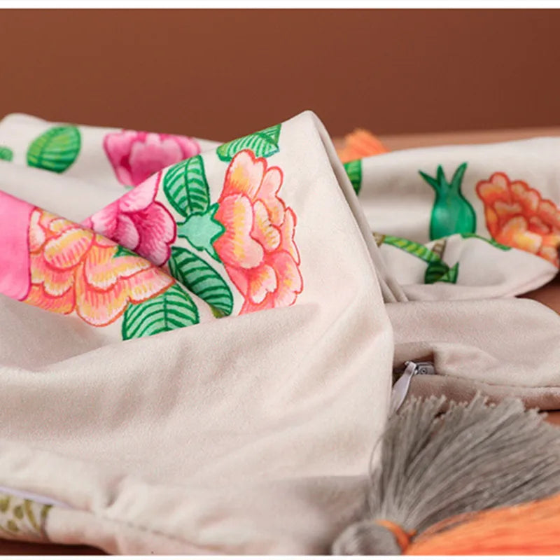 Samt Kissenbezug chinesischer Stil, Grösse 60x60cm, Farbe: wie abgebildet