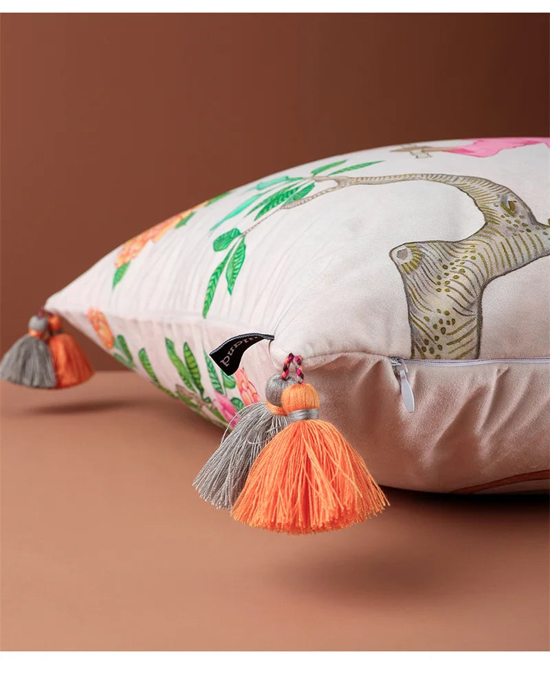 Samt Kissenbezug chinesischer Stil mit doppelseitigem Tierdruck, Farbe: wie abgebildet, Grösse: 60x60cm