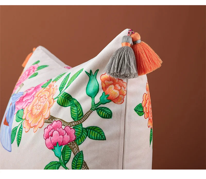 Doppelseitiger Samt-Kissenbezug, chinesischer Stil, Farbe: wie abgebildet, Grösse: 60x60cm