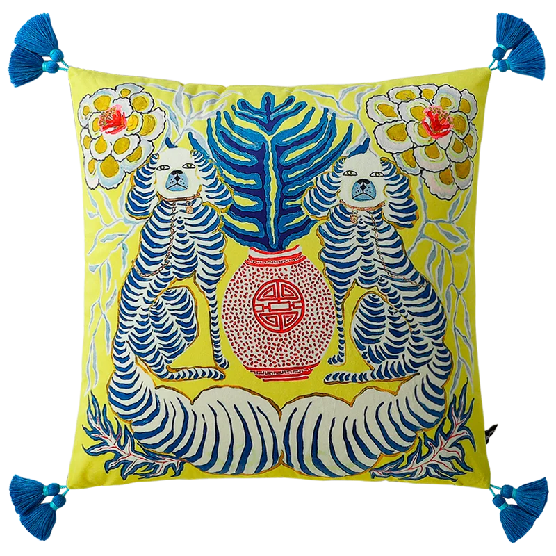 Samt Kissenbezug im chinesischen Stil, Farbe: wie abgebildet, Grösse: 60x60 cm