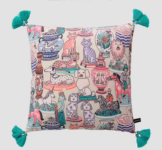 Samt Kissenbezug im chinesischen Stil, doppelseitig mit Tierdruck, Farbe: wie abgebildet, Grösse: 60x60cm
