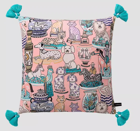 Samt Kissenbezug im chinesischen Stil, doppelseitiger Tierdruck, Farbe: wie abgebildet, Grösse: 60x60 cm