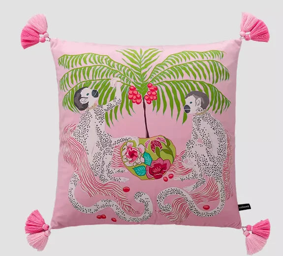 Samt Kissenbezug im chinesischen Stil, handgefertigt mit Tierdruck, Grösse: 60x60 cm