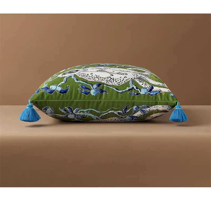 Samt Kissenbezug chinesischer Stil mit Tierdruck, Farbe: wie abgebildet, Grösse: 60x60cm