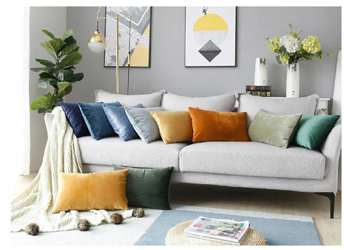 Samt Kissenbezug einfarbig 45x45 cm für Sofa oder Bett