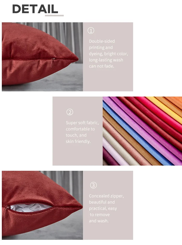 Einfarbiger Kissenbezug aus Samt in verschiedenen Farben, Grösse 45x45 cm