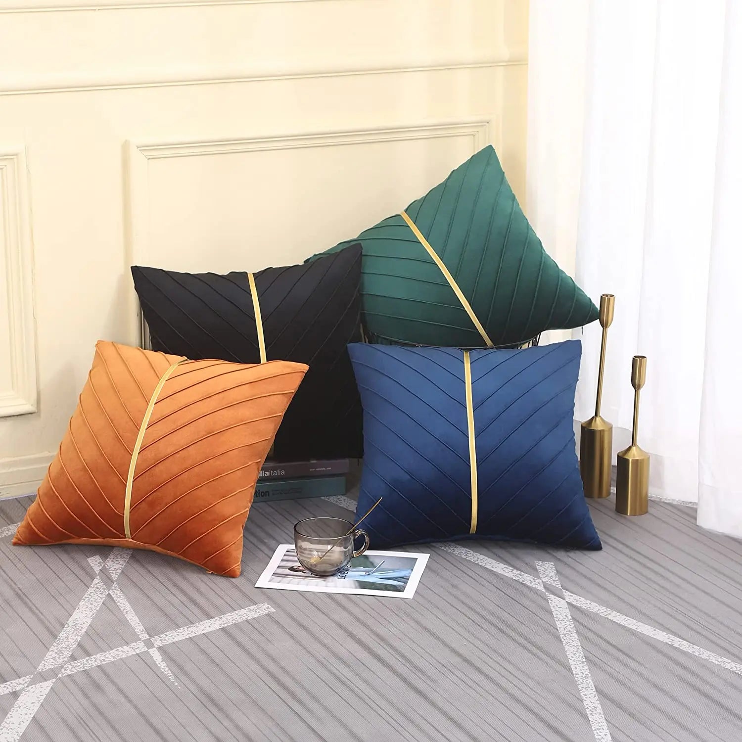 Moderner Samt Kissenbezug quadratisch in Farbe Schwarz, 450mm*450mm