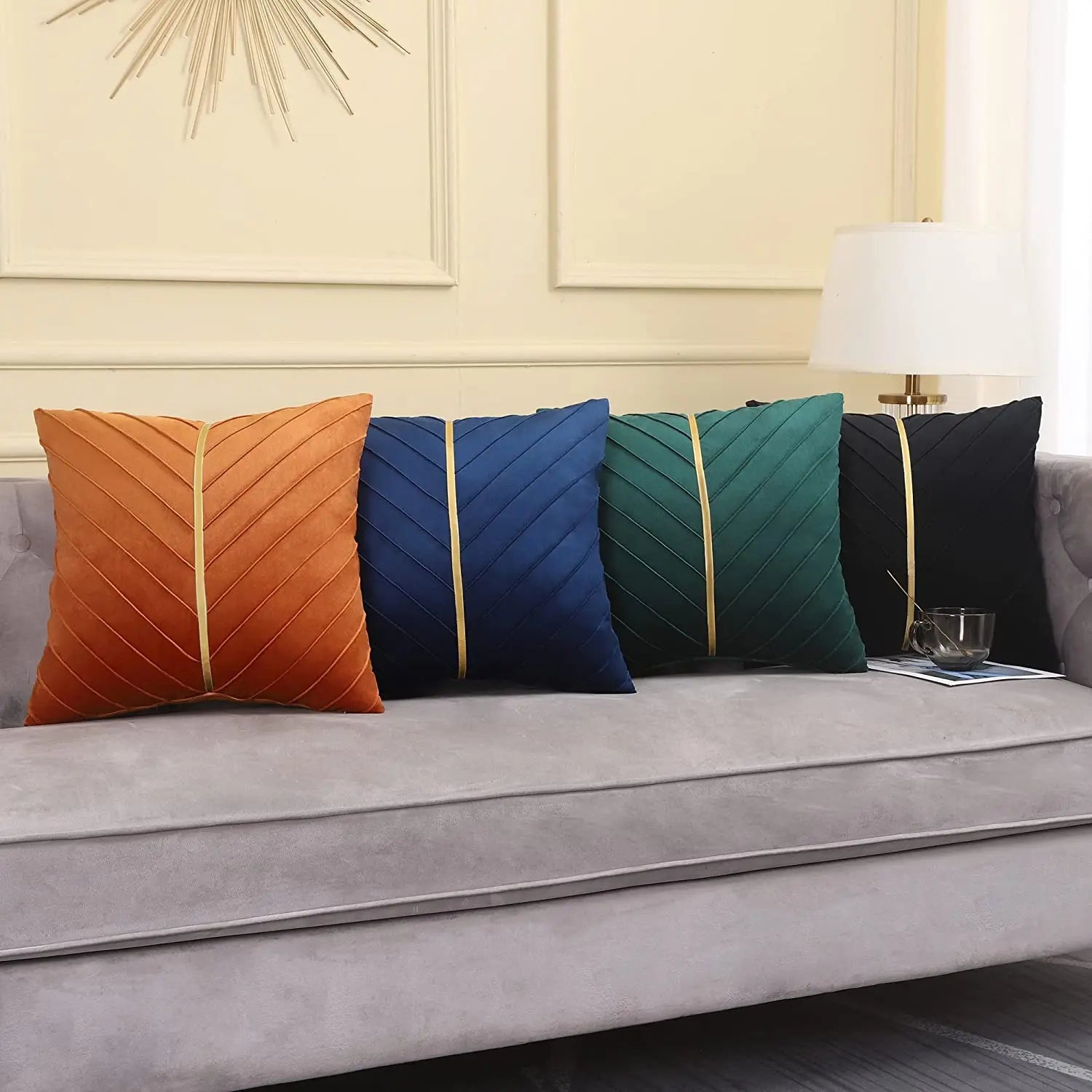 Quadratischer Samt Kissenbezug in Minze, 450mm x 450mm, im modernen Stil