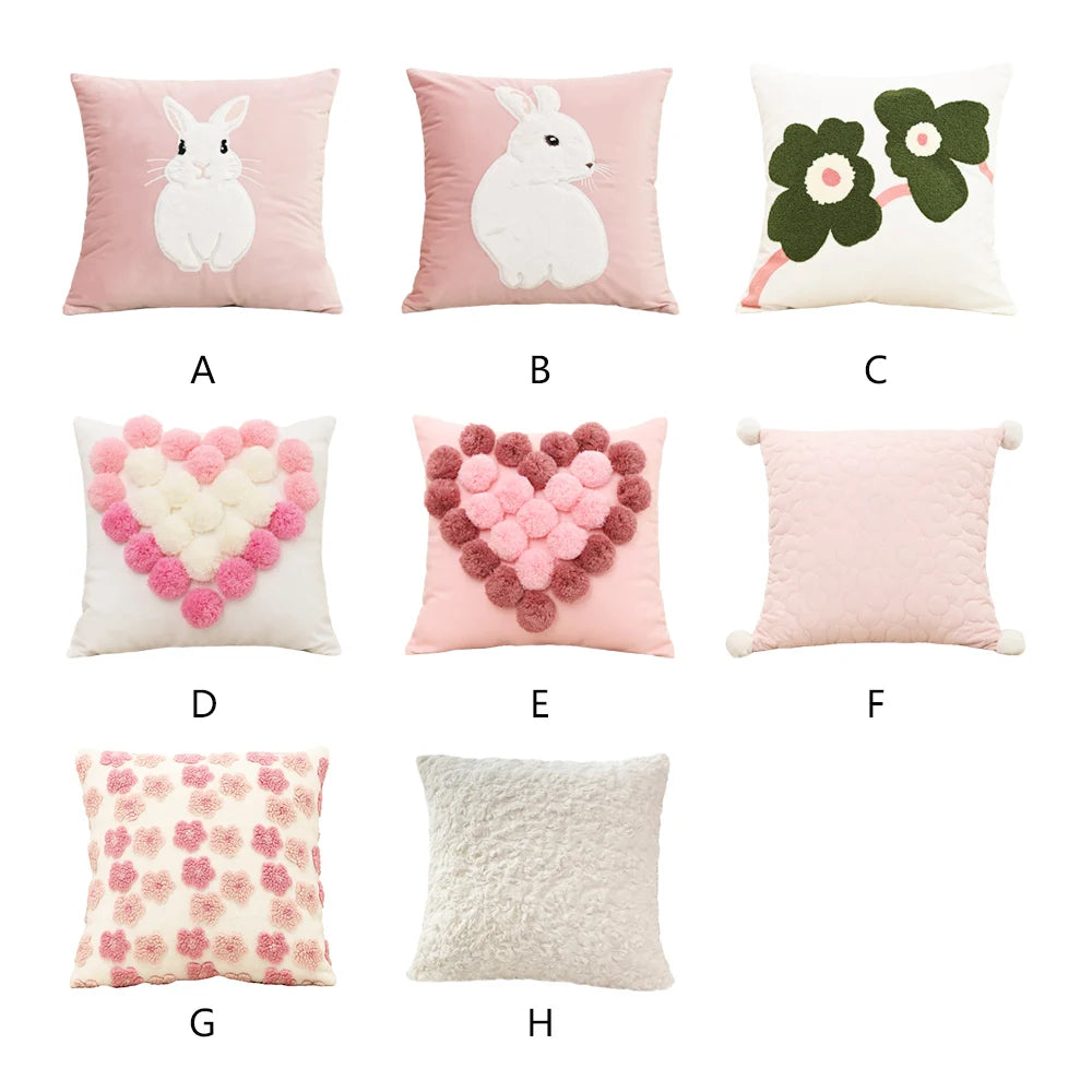 Samtiges Plüschhasen-Kissen – Süsses Blumenmuster 45x45cm