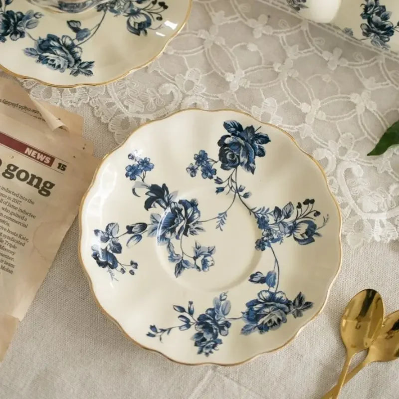 Keramik Teetassen-Set – Vintage Florales Porzellan