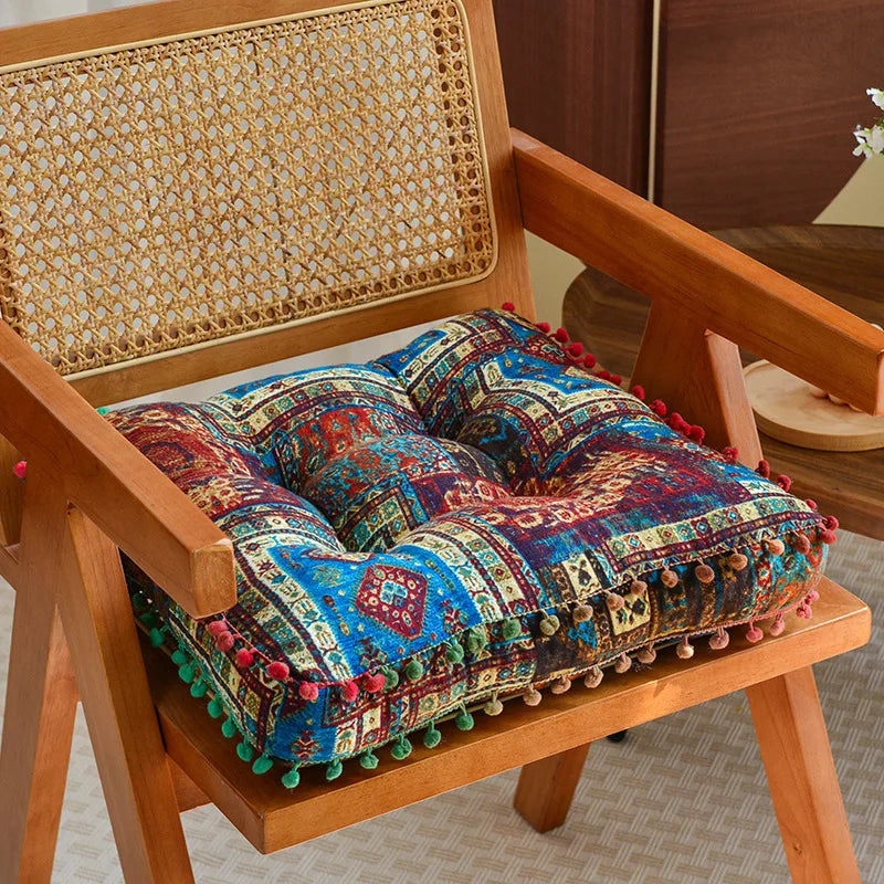 Boho Tatami Sitzkissen – Florales Design 40x40cm