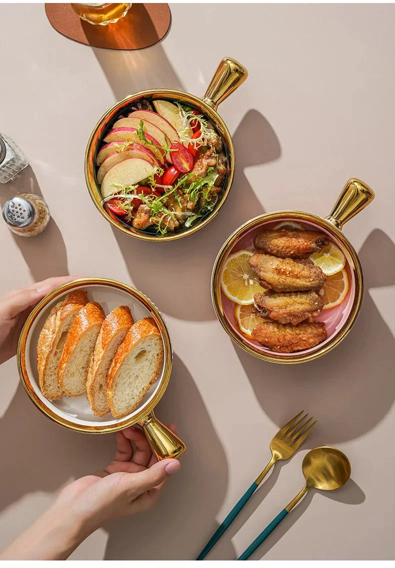 Keramikschale – Modernes Bone China mit Goldrand