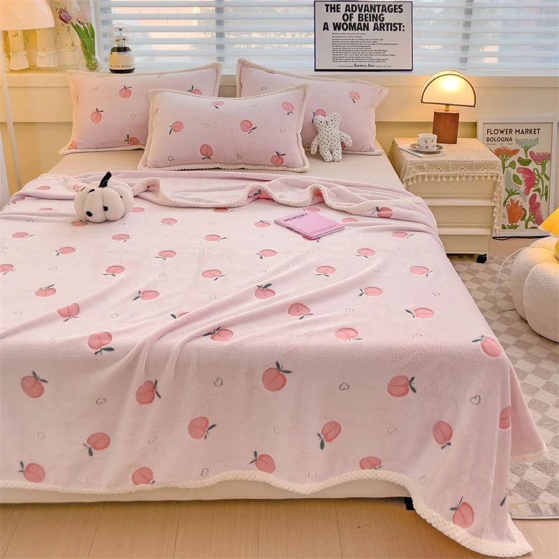 Peach Fleece-Decke – Gemütliches Fruchtdesign – Verschiedene Grössen
