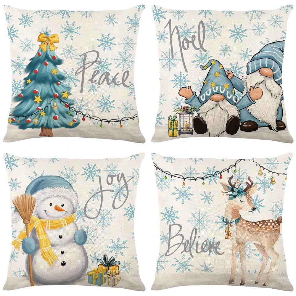Weihnachtliche Kissenbezüge – Leinen/Baumwolle – 45x45cm Set