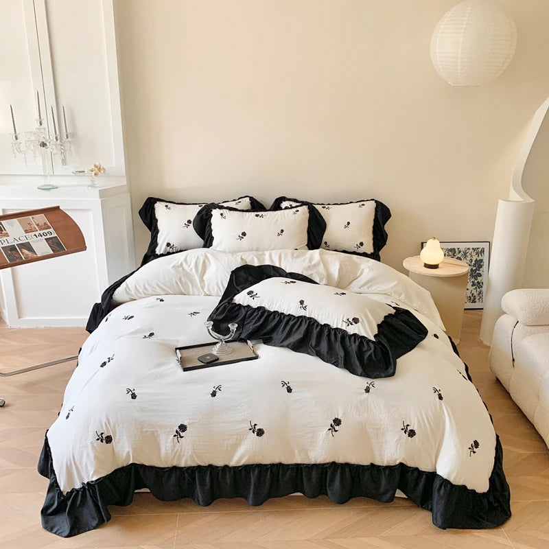 Luxus Bettwäsche Set – Besticktes Polyester – Verschiedene Grössen