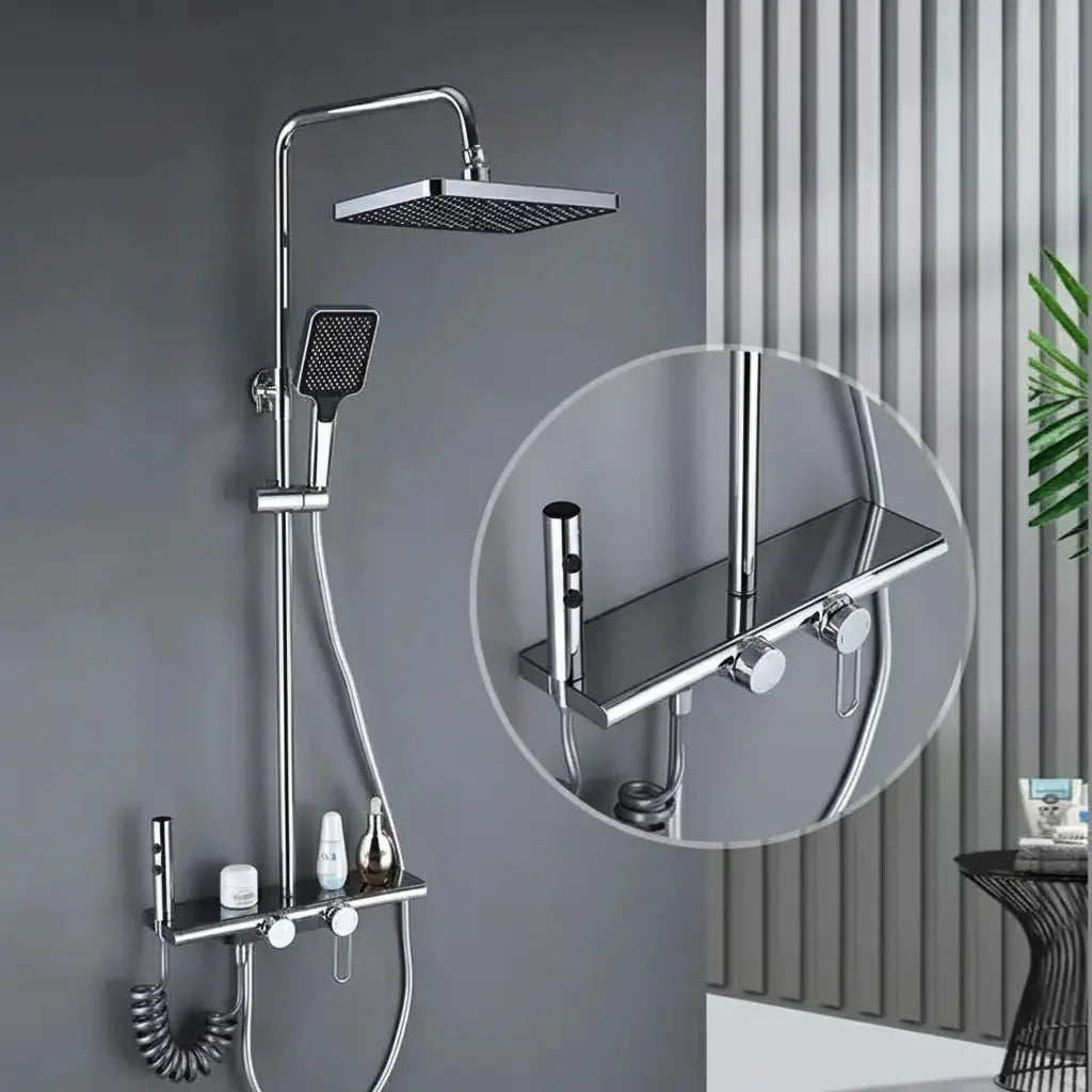 Gold-Duschsystem – Messing-Design – Höhenverstellbar