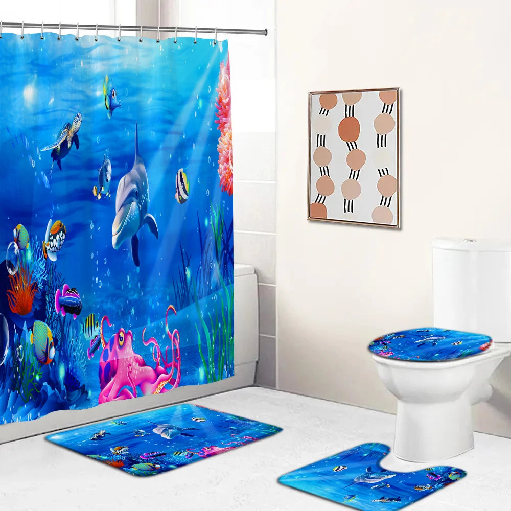 Ozeanboden-Set – Moderner Polyester-Baddekor