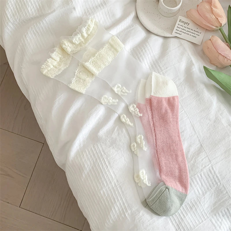 Damensocken – Koreanisch Floral – Atmungsaktives Design