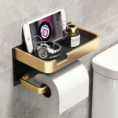 WC-Rollenhalter – Schwarz Gold – Wandmontage