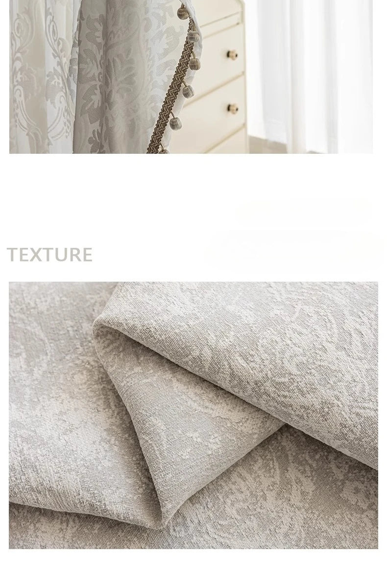 Beige Jacquard Vorhänge – Chenille Design für Villen