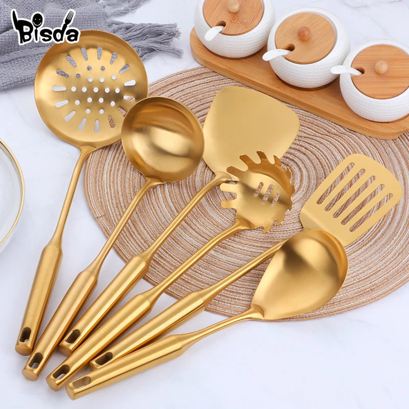 Kochwerkzeug-Set – Edelstahl Gold – Küchen-Eleganz