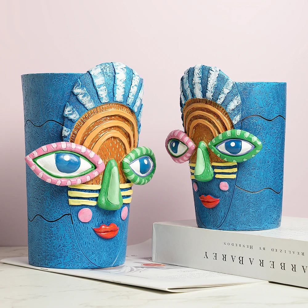 Resin-Gesichts-Planter – Künstlerische Skulptur für Zuhause