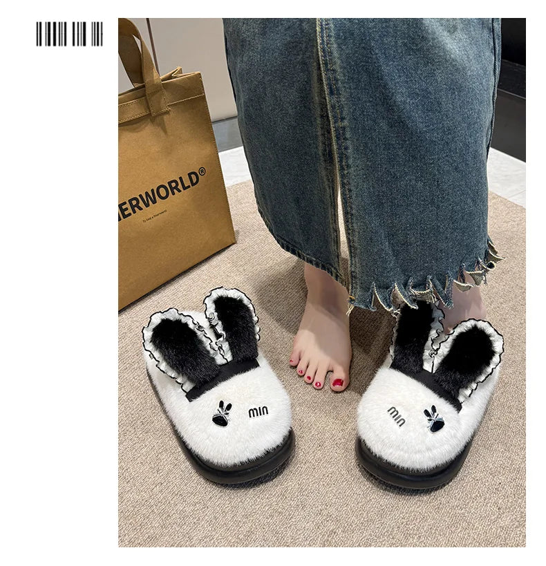 Baumwollpantoffeln – Tiermuster Pelz – Indoor Winter