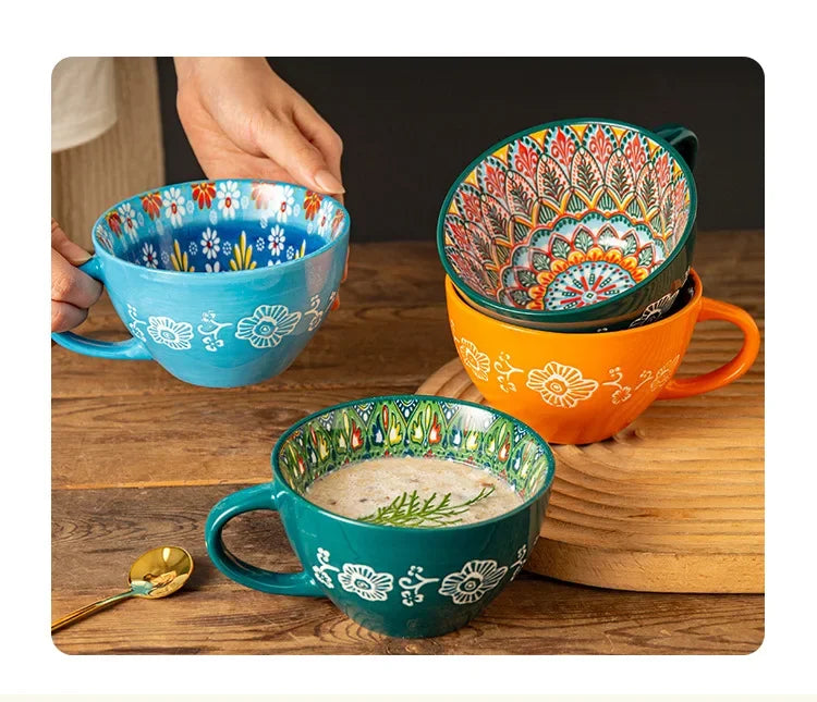 Retro Keramikbecher – Grosse 400ml Kapazität