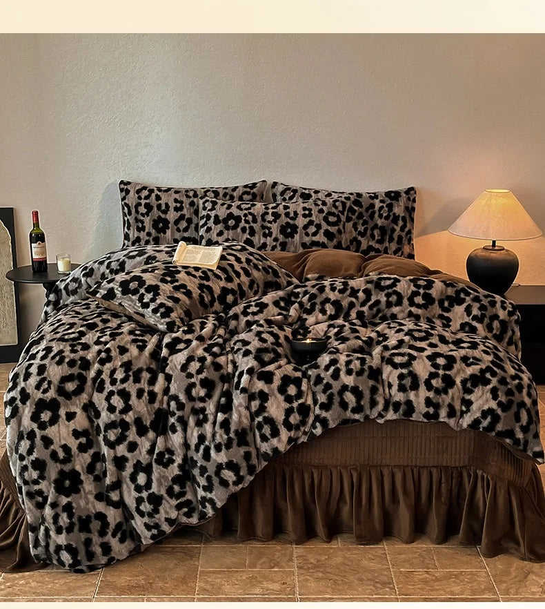 Samt-Bettwäsche-Set – Winterwärme – Doppel Queen Grösse