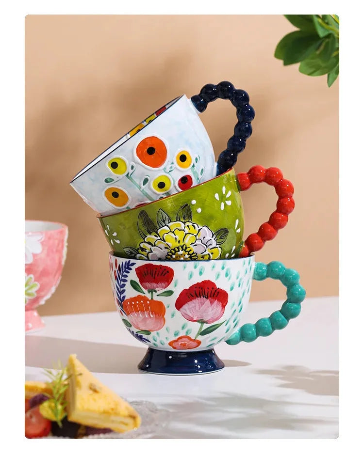 Handbemalte Keramiktassen – Süss & Grosse Kapazität