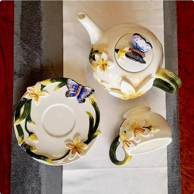 Schmetterlingsorchidee Keramiktablett – Landhausstil – 39cmx25cmx12.7cm