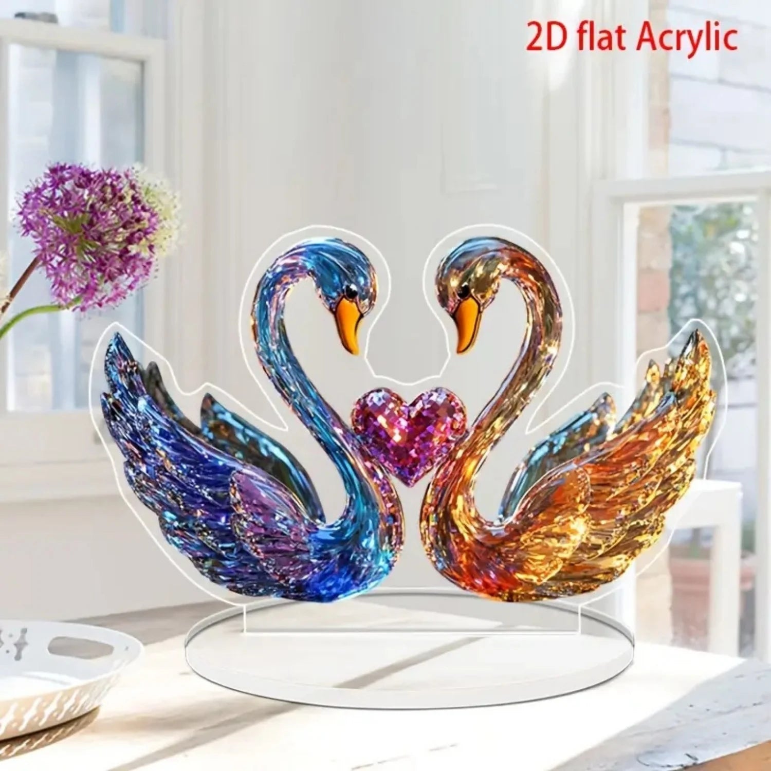 Bunte Schwanenstatue – Acryl Design – Ideal für Zuhause oder Café