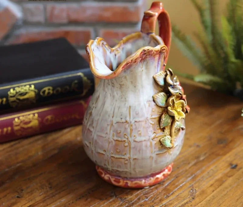 Keramik Handwerks Vase – Folk Art Design