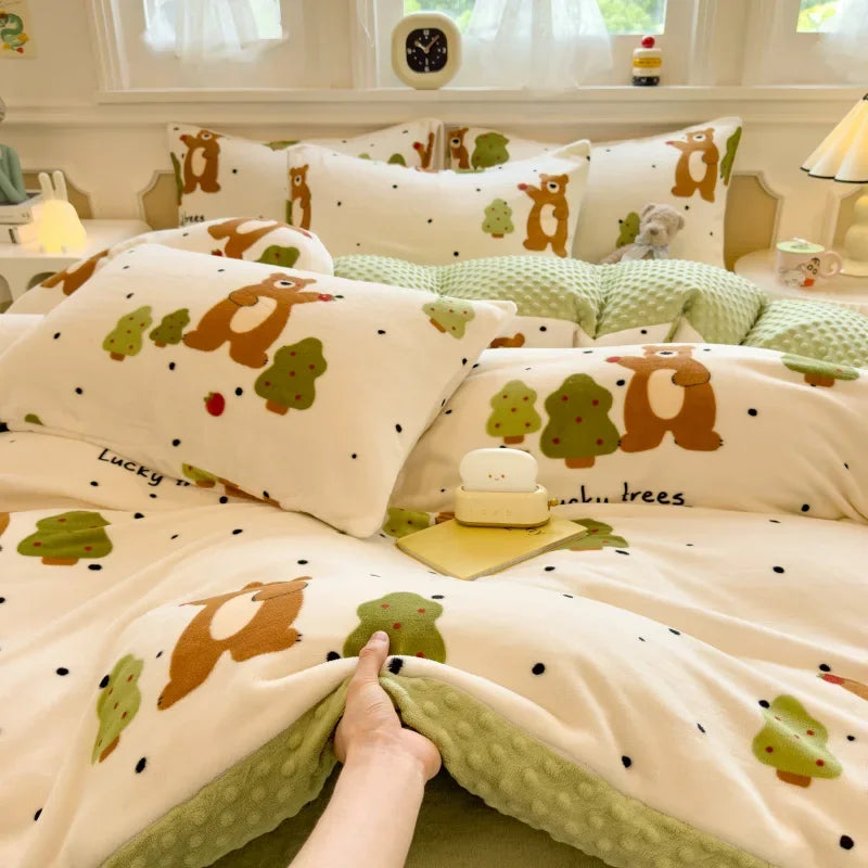 Velours-Bettbezug – Japan Stil Uni