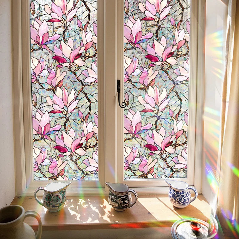Sichtschutz Fensterfolie – Rosa Blumendesign – 43x200CM