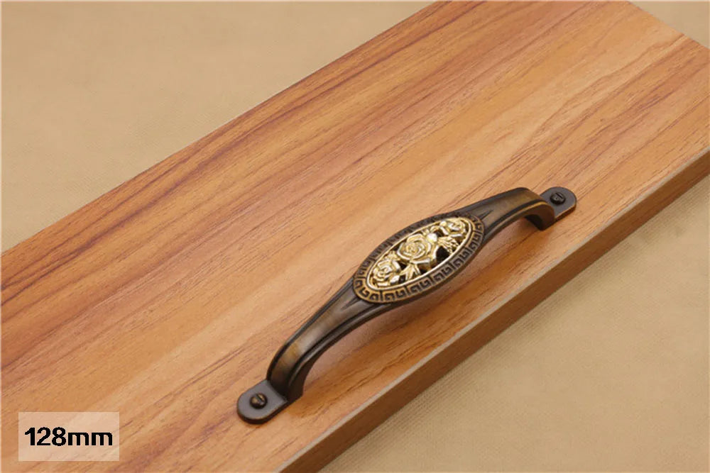 Vintage Zinklegierungsgriff – Rosen-Design 58mm/96mm/128mm