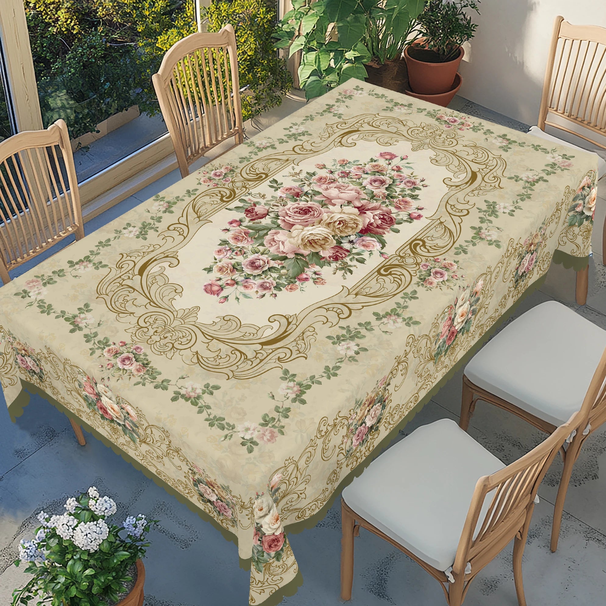 Rosen-Tischdecke - Retro Pink Floral - Verschiedene Grössen