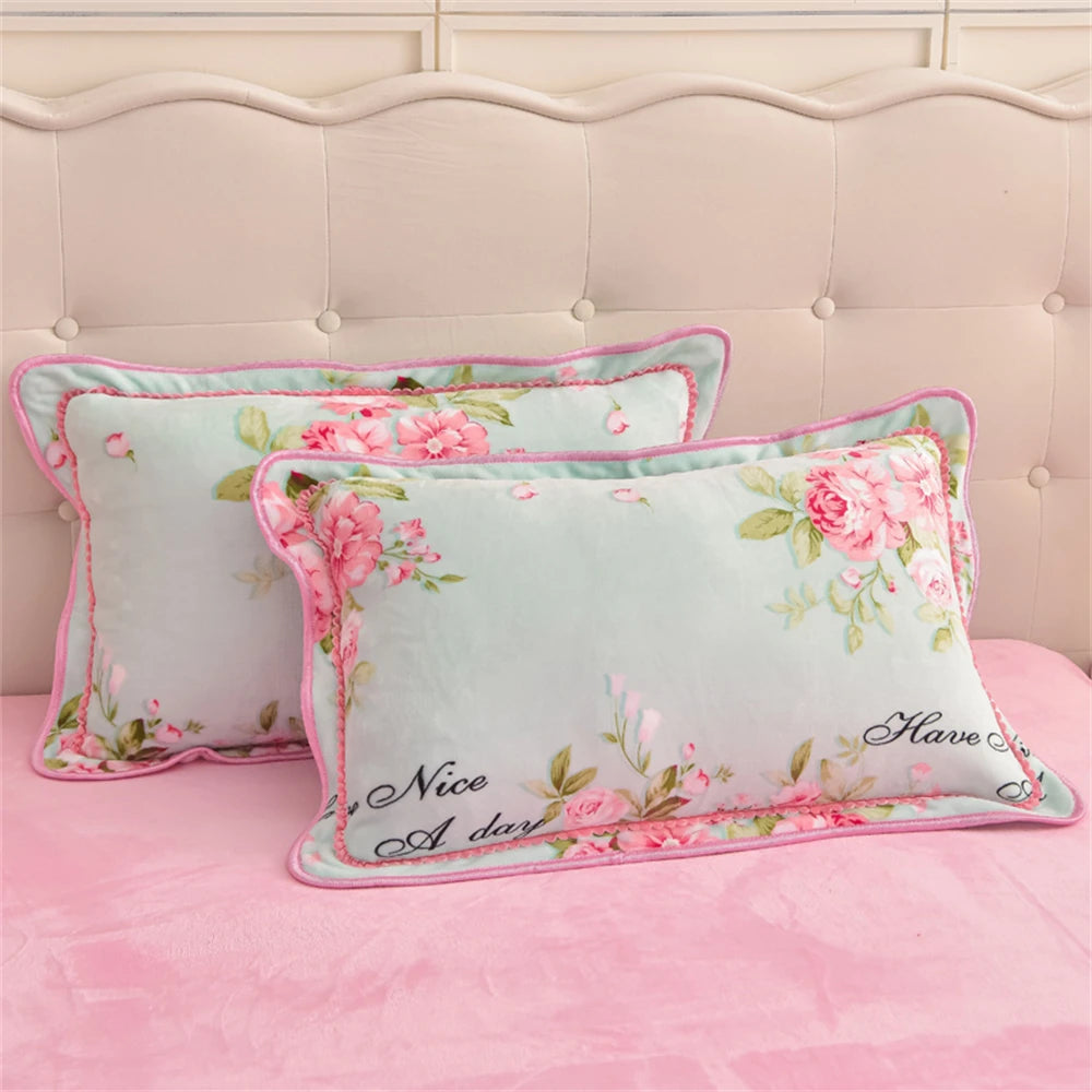 Gedrucktes Flanell-Bettwäscheset – Blumen Fleece – 220x240 cm