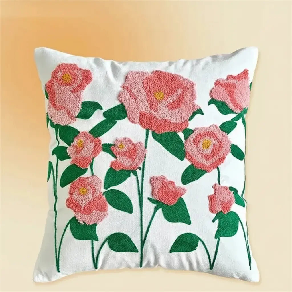 Grüne Blatt Stickerei Kissenbezug – Modernes Baumwolle 45x45cm