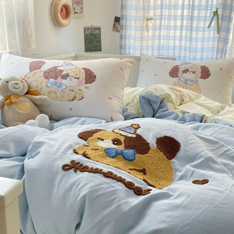Niedliches Hunde Bettwäsche-Set – Einfaches Polyester – Queen Size