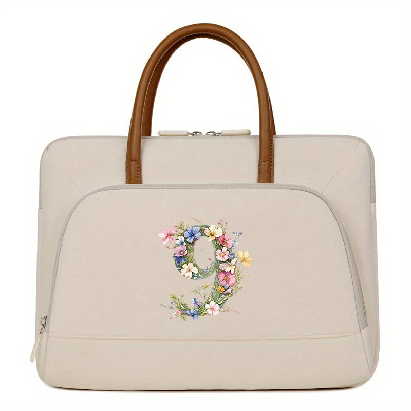 Laptop-Aktentasche - Florales Polyester - Grosses Volumen