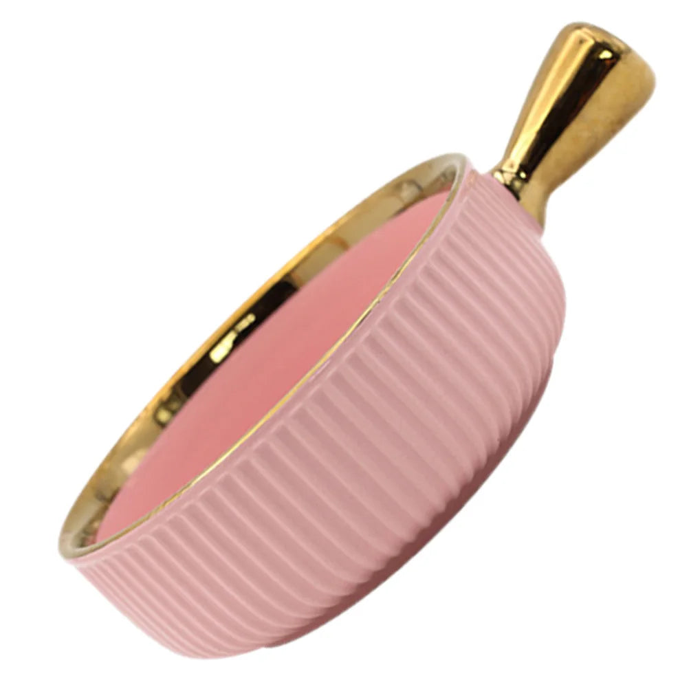 Keramik Obstschale - Goldene Einlage - Mit Griff