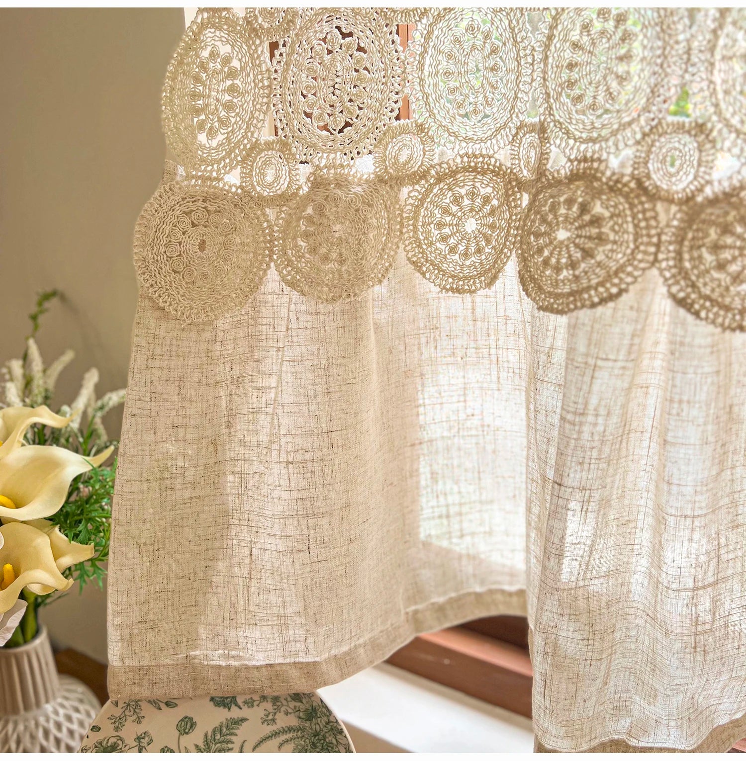 Imitation Hanfvorhang – Boho Spitze – B110 x H60cm