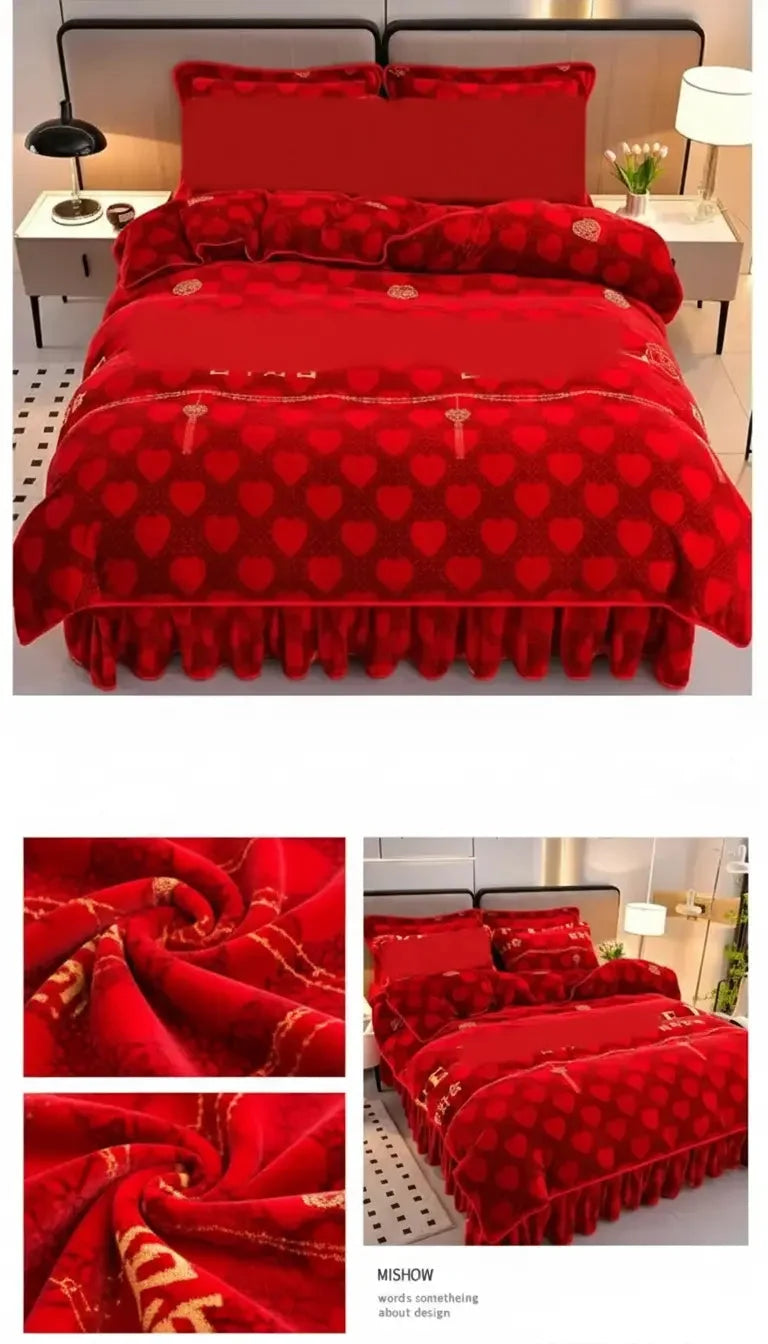 Milchvelours Bettset aus Polyester in Bainianhaohe Farbe, Grösse 200x230cm