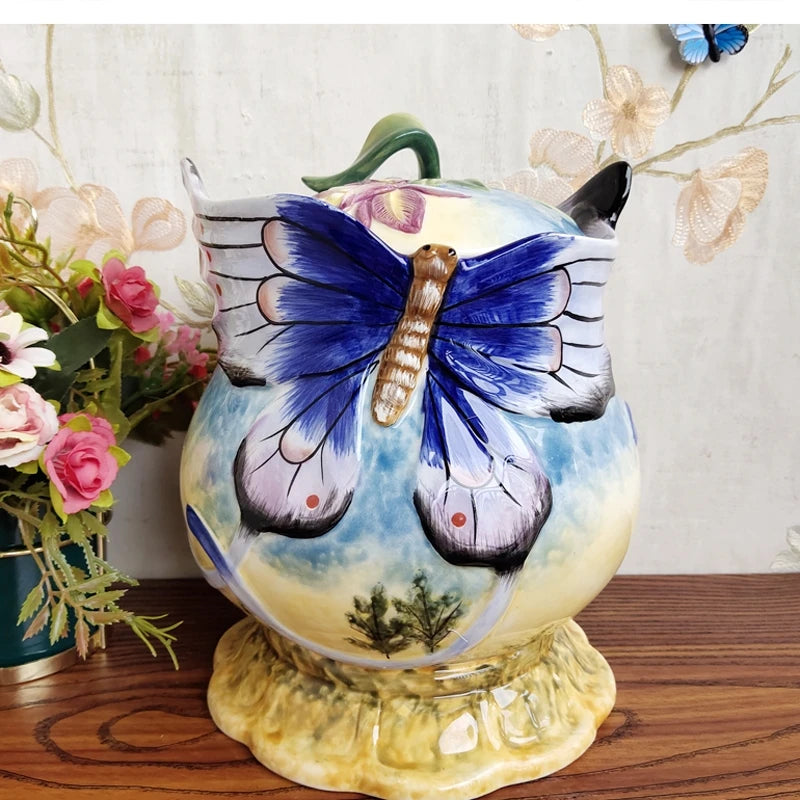 Keramik Teebehälter – Handbemalt Orchidee – Umweltfreundlich