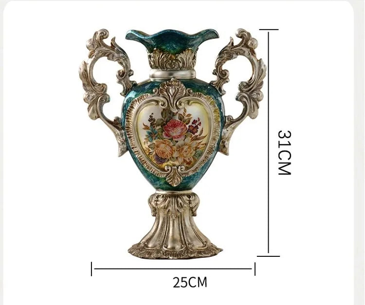 Weisse Vase aus Harz im europäischem Stil, 30CM x 25CM, Wohnzimmerdekoration