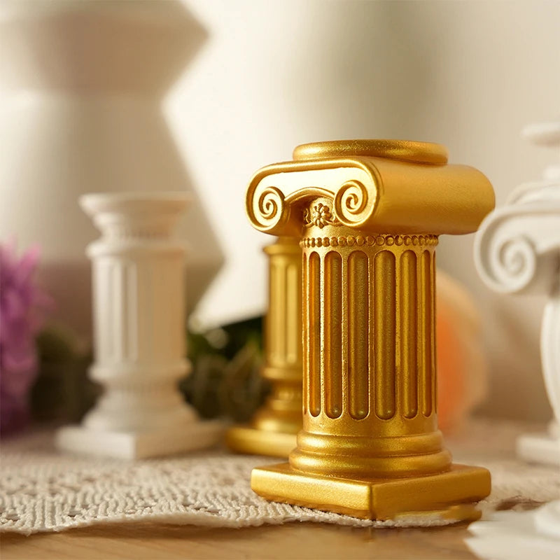 Griechischer Säulen Kerzenhalter – Polyresin Design – Wohndeko