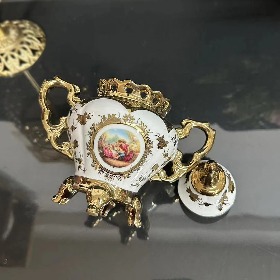 Europäisches Teeservice – Goldplattiertes Porzellan – Luxusdesign