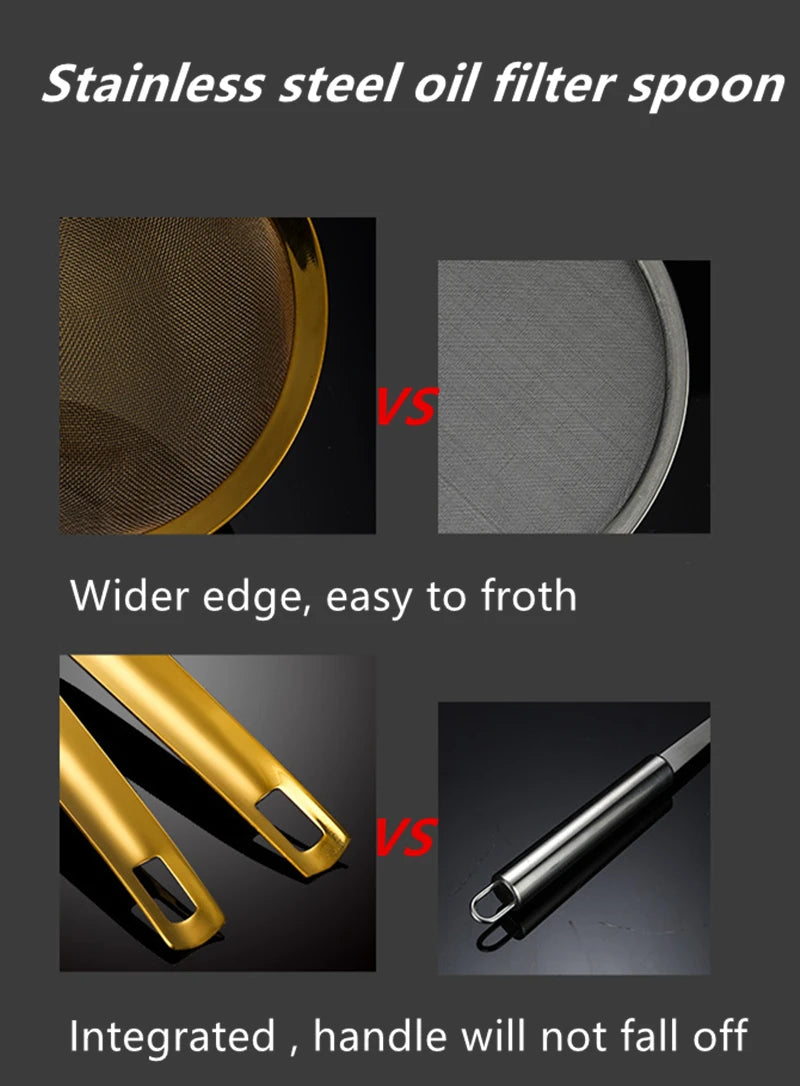 Edelstahl-Skimmer – Goldenes Netz-Design – 5 Grössen