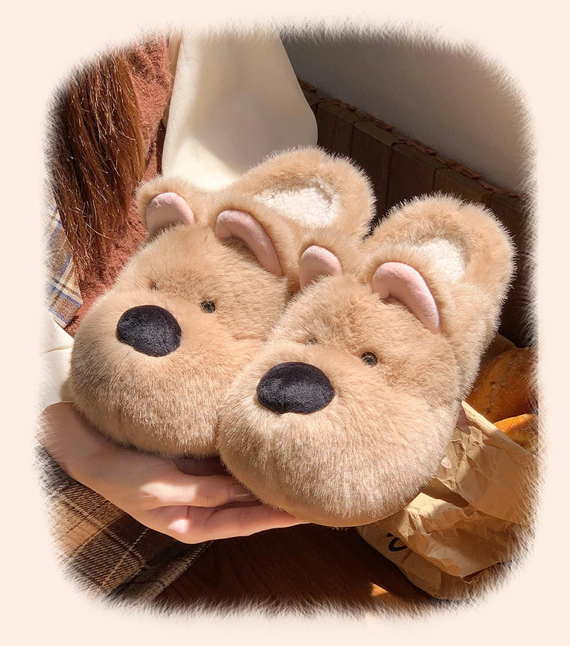 Fluffy Dog Hausschuhe – Kunstfell Cottage Stil – Für Drinnen